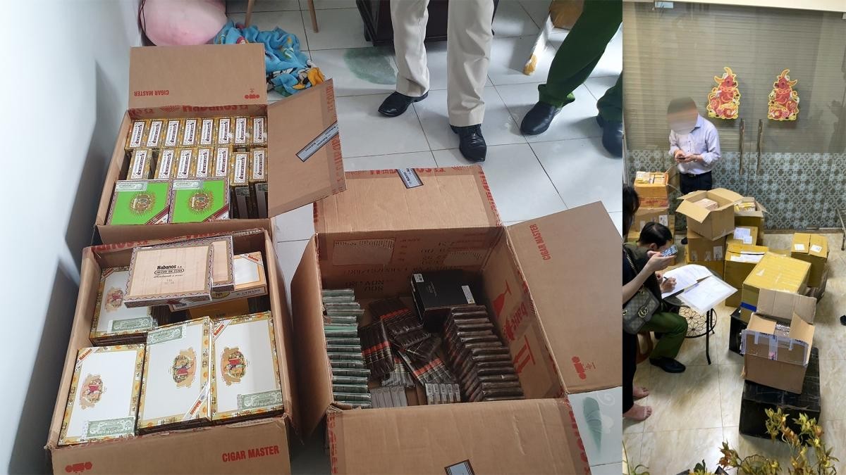 Cơ quan chức năng liên tiếp kiểm tra 9 địa điểm và phát hiện hơn 100kg cigar mà các tối tượng nhập lậu về Hà Nội tiêu thụ.