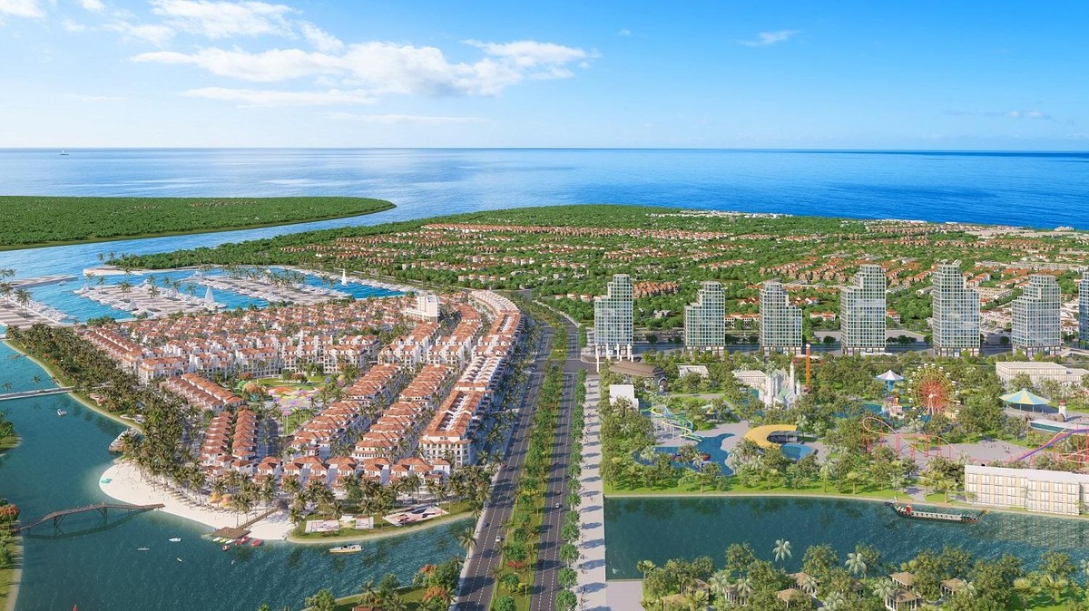 Khu đô thị sinh thái nghỉ dưỡng sông Đơ là mảnh ghép tiếp theo trong quần thể dự án quy mô 1.260 ha của Sun Group. Ảnh phối cảnh minh họa.