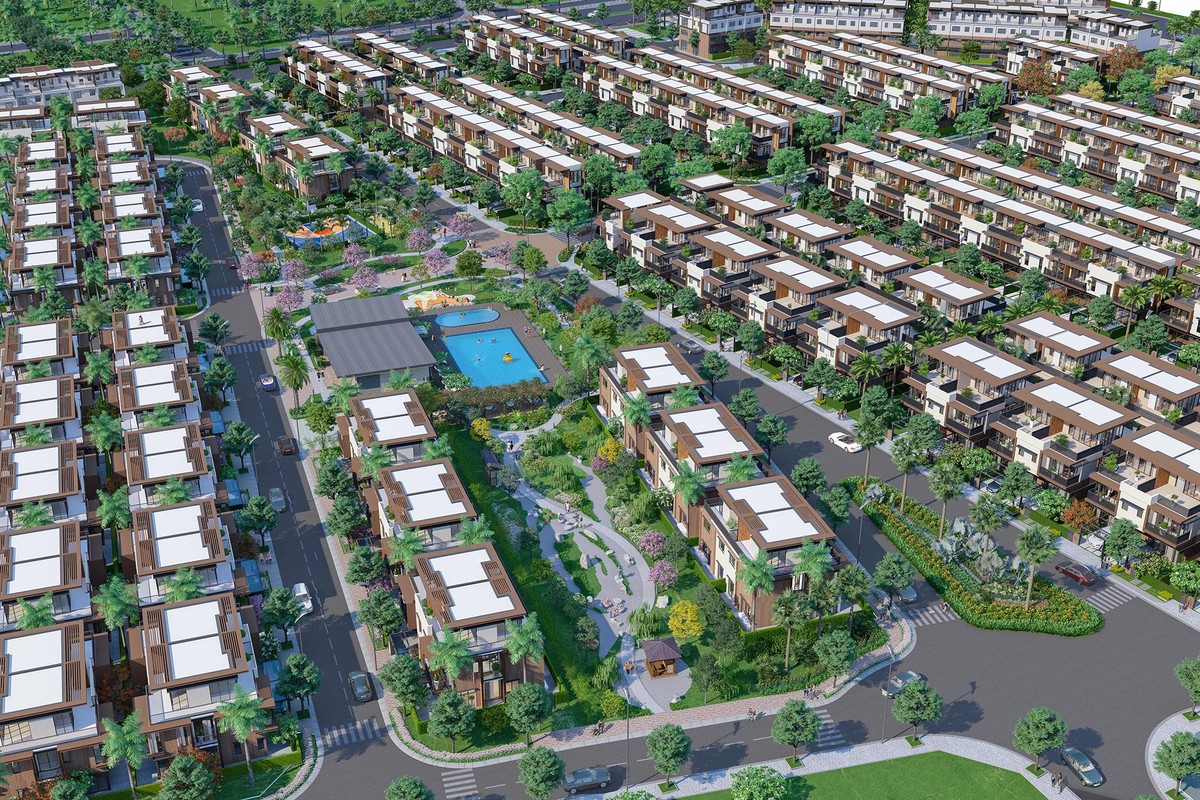 Phối cảnh giai đoạn 1 phát triển theo mô hình compound của Izumi City đang được giới thiệu ra thị trường.
