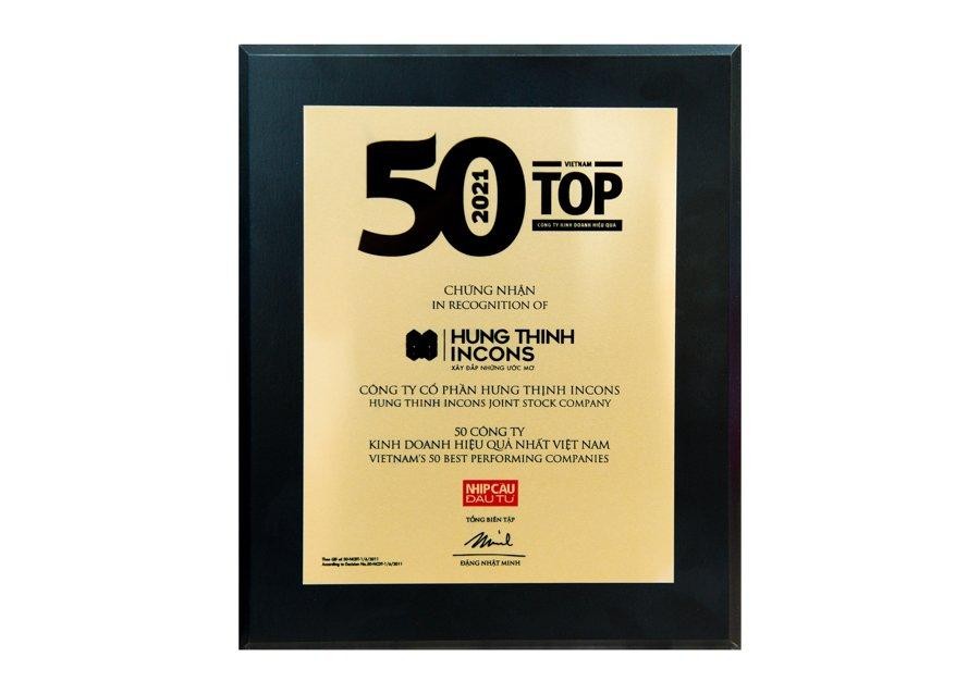 Chứng nhận Top 50 Công ty Kl992 VIP Trang Chủ 2026 hiệu quả nhất Việt Nam 2021.
