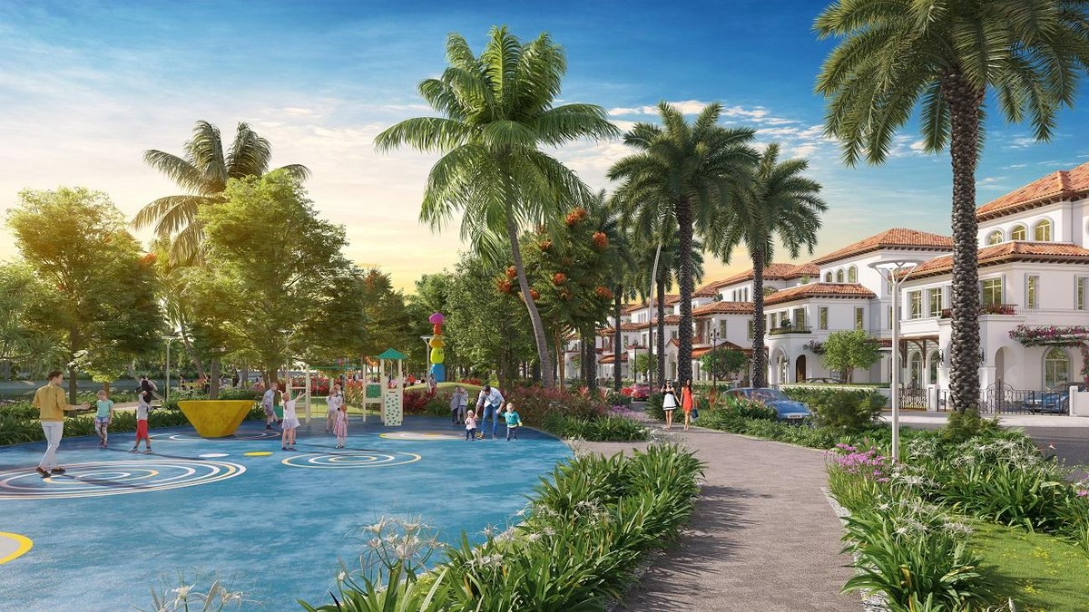 Toàn bộ không gian lõi giữa của The Link được bố trí hệ thống cảnh quan theo phong cách Miami. Ảnh phối cảnh minh họa.