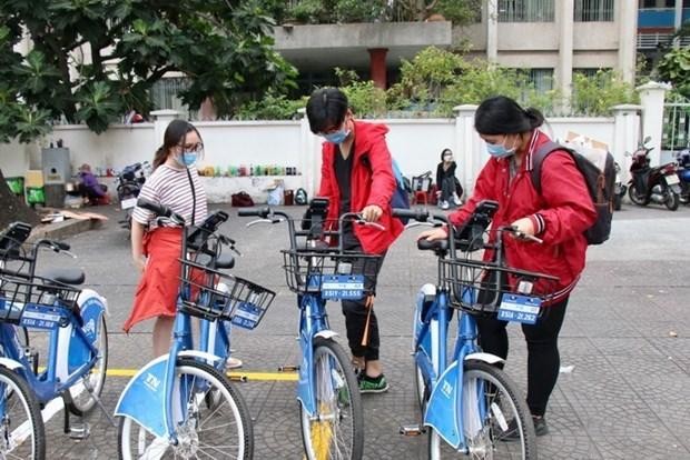 Dịch vụ xe đạp công cộng được đưa vào triển khai ở Thành phố Hồ Chí Minh. (Ảnh: Tiến Lực/TTXVN).