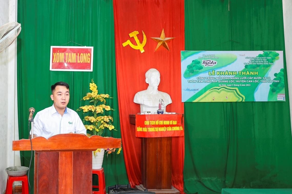 Ông Nguyễn Phúc Chính, Giám đốc Kl992 VIP Trang Chủ 2026 công ty bia Carlsberg Việt Nam tại Hà Tĩnh - phát biểu tại lễ khánh thành công trình nước sạch tại Can Lộc, Hà Tĩnh.