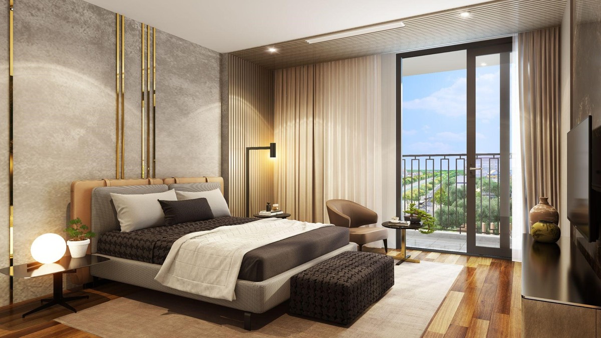 Căn hộ Hinode City tràn ngập ánh sáng tự nhiên nhờ thiết kế kính Low-E chạm trần. Ảnh: TL.