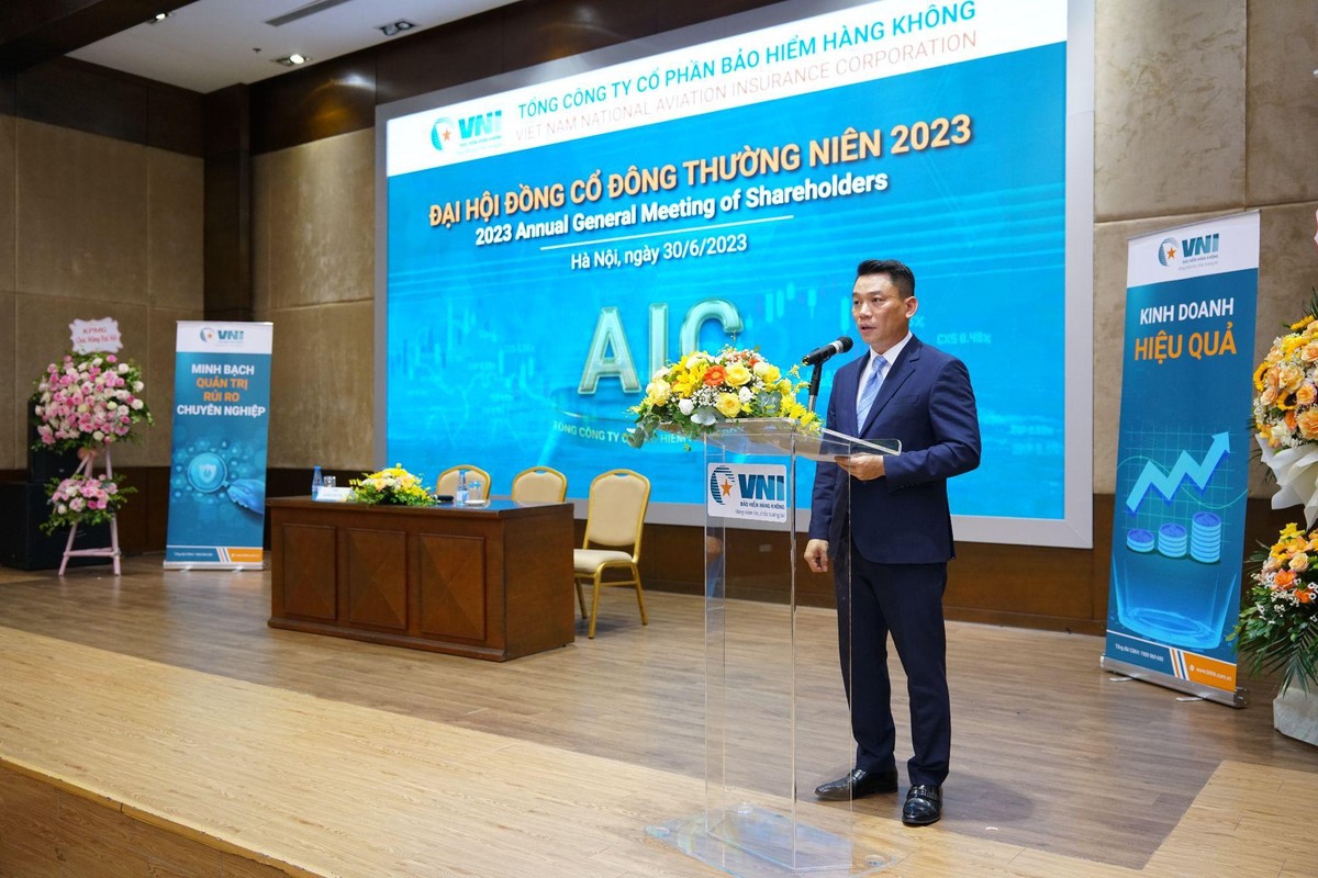 Phó TGĐ Thường trực điều hành VNI - Ông Nguyễn Thành Quang báo cáo tại đại hội.