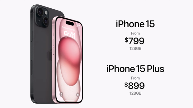 Giá bán của iPhone 15 và 15 Plus.