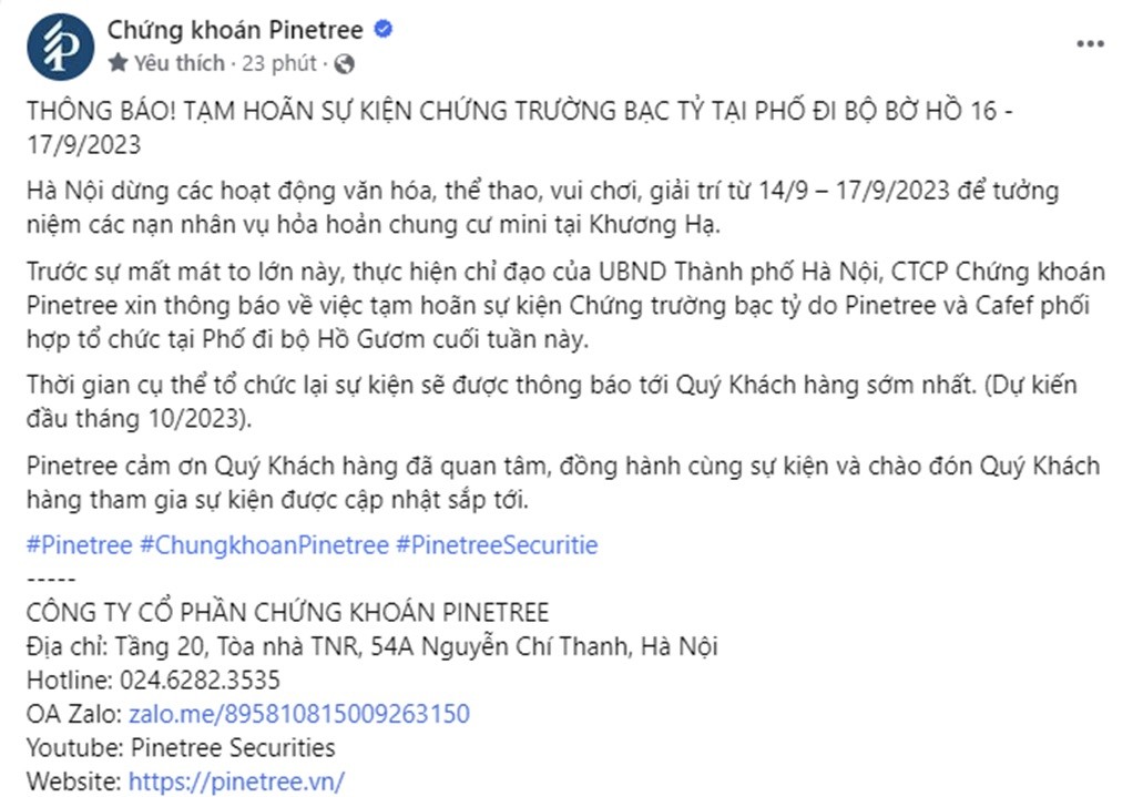 Thông báo từ Fanpage Công ty 99Kl99 link đăng nhập Pinetree mới đây.