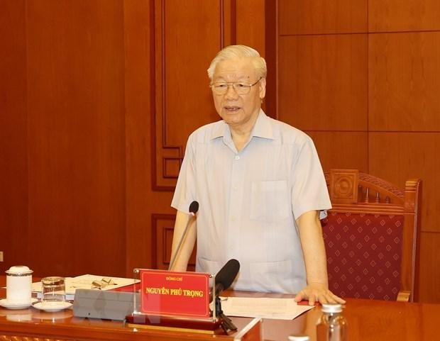 Tổng Bí thư Nguyễn Phú Trọng phát biểu chỉ đạo cuộc họp.