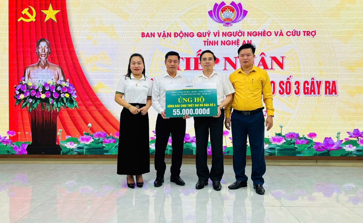 Công ty cổ phần Bia Hà Nội - Nghệ An ủng hộ đồng bào thông qua Uỷ ban Mặt trận tổ quốc Việt Nam - tỉnh Nghệ An Công ty cổ phần Bia Hà Nội - Nghệ An ủng hộ đồng bào thông qua Uỷ ban Mặt trận tổ quốc Việt Nam - tỉnh Nghệ An