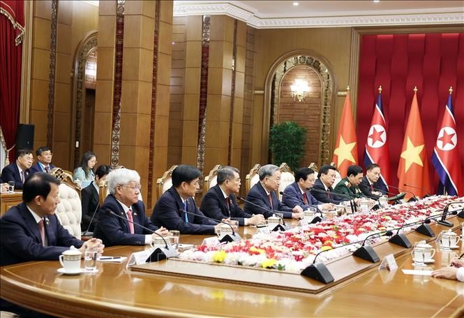 Tổng Bí thư Tô Lâm phát biểu tại cuộc hội đàm. Ảnh: Thống Nhất.