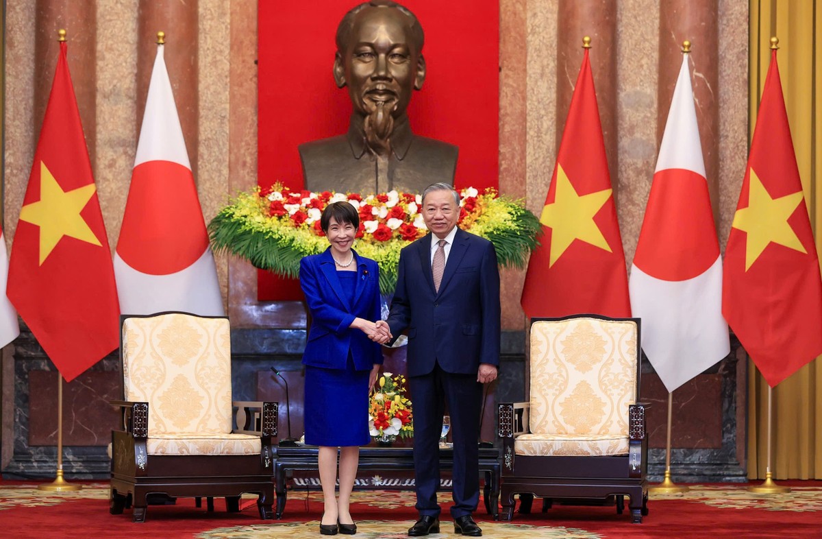 Tổng Bí thư, Chủ tịch nước Tô Lâm tiếp Chủ tịch Đảng Dân chủ Tự do, Thủ tướng Nhật Bản Takaichi Sanae. Ảnh: Đức Thanh.