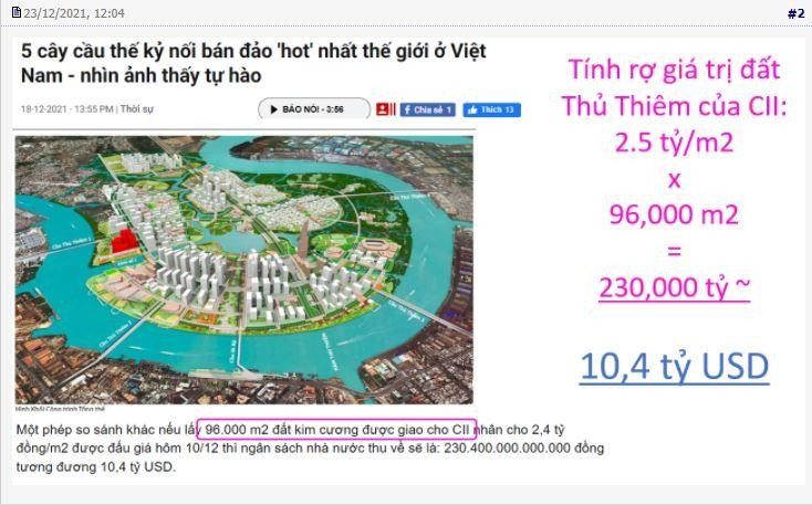 Trên một diễn đàn 99Kl99 link đăng nhập, nhà Kl99ok phiên bản mới định giá quỹ đất CII theo giá đấu giá tại Thủ Thiêm lên tới 10,4 tỷ USD.