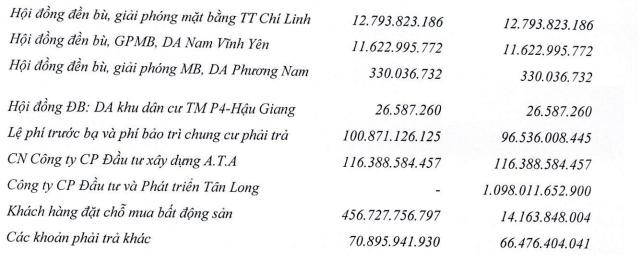 Cơ cấu các khoản phải trả ngắn hạn của DIG. Cơ cấu các khoản phải trả ngắn hạn của DIG.