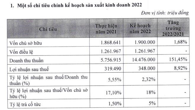 Kế hoạch Kl992 VIP Trang Chủ 2026 năm 2022 của PSH (Nguồn: BCTC).