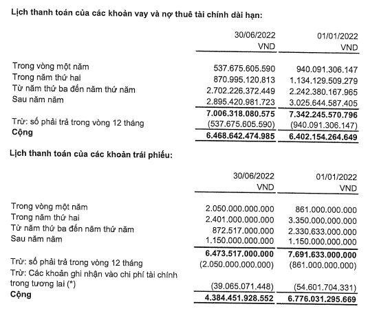 Lịch trả nợ của CII.