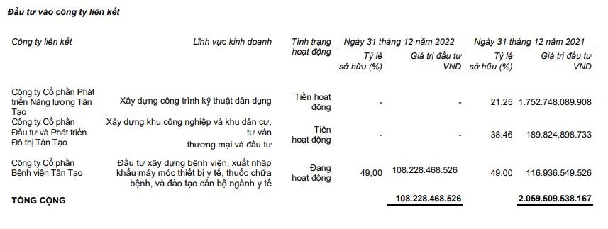 CTCP Phát triển Năng lượng Tân Tạo không còn là Công ty liên kết của Tân Tạo