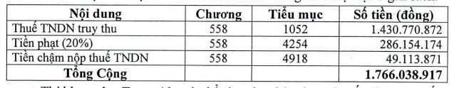 Nam Tân Uyên bị phạt và truy thu thuế gần 1,77 tỷ đồng