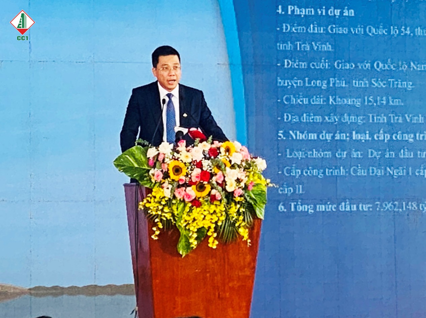 Ông Lê Bảo Anh – Tổng Giám đốc Tổng Công ty Xây dựng Số 1 – CTCP đại diện liên danh nhà thầu phát biểu tại Lễ khởi công