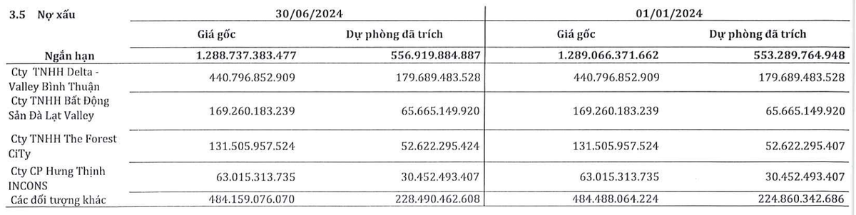 Danh sách nợ xấu của SMC tại thời điểm 30/6/2024