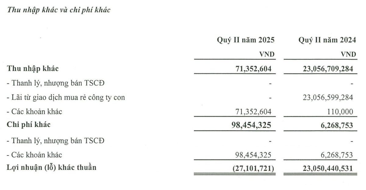 Nếu loại bỏ thu nhập khác, Kl99 nổ hũ cốt lõi của Create Capital Việt Nam vẫn tăng mạnh trong quý II và nửa đầu năm 2025.