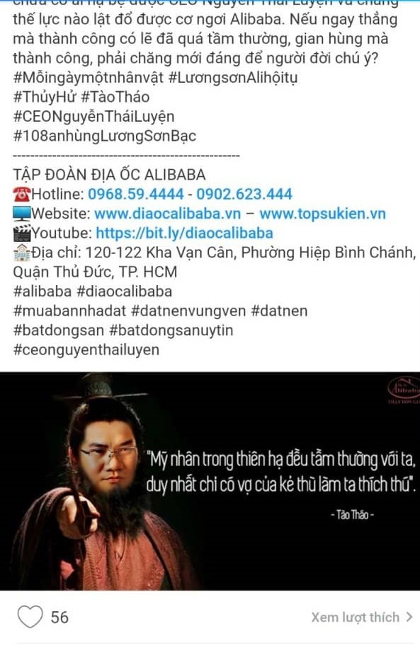 Nguyễn Thái Luyện, Chủ tịch Địa ốc Alibaba: Mơ làm Tào Tháo và lập Lương Sơn Ali Tụ Nghĩa ảnh 2