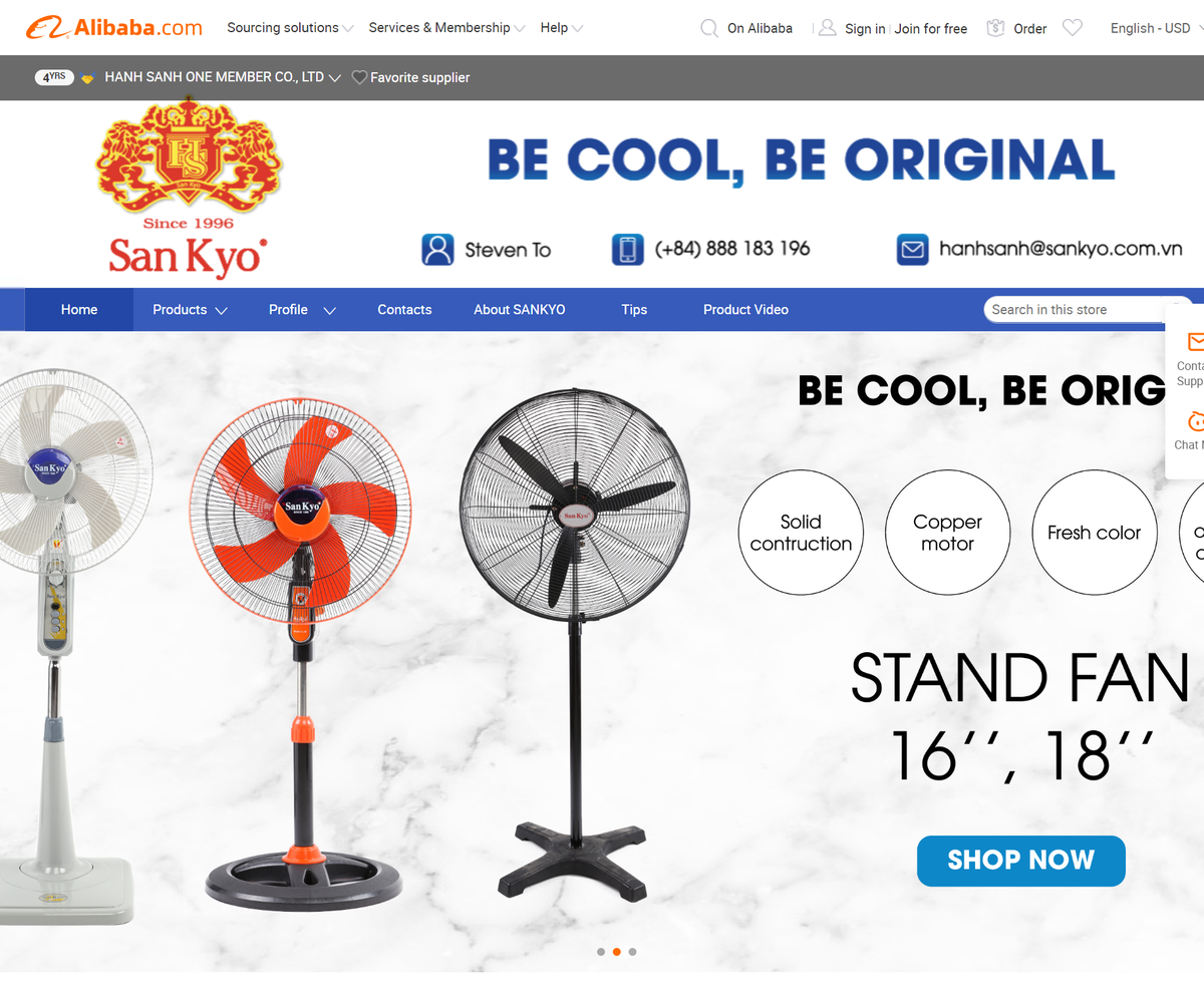 Gian hàng của 1 Kl991.com World Cup 2026 Chính Thức MSMEs Việt Nam trên trang Alibaba.com