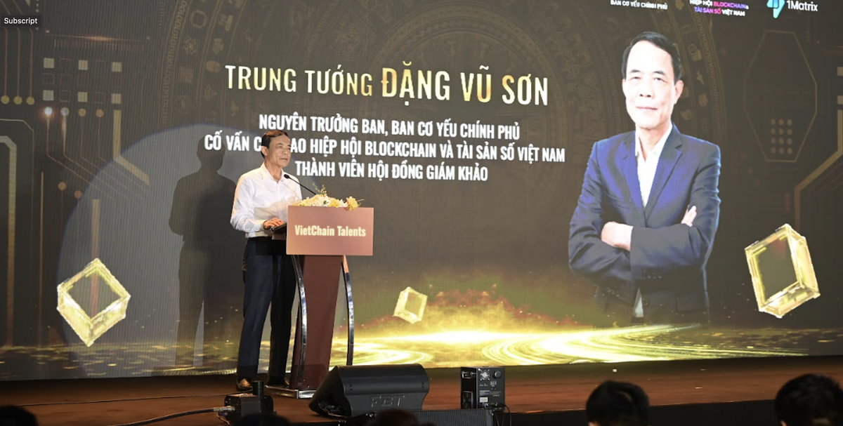 Trung tướng Đặng Vũ Sơn, nguyên Trưởng ban, Ban Cơ yếu Kl993 ưu đãi thưởng hấp dẫn, Cố vấn cấp cao VBA, Giám khảo Cuộc thi VietChain Talents