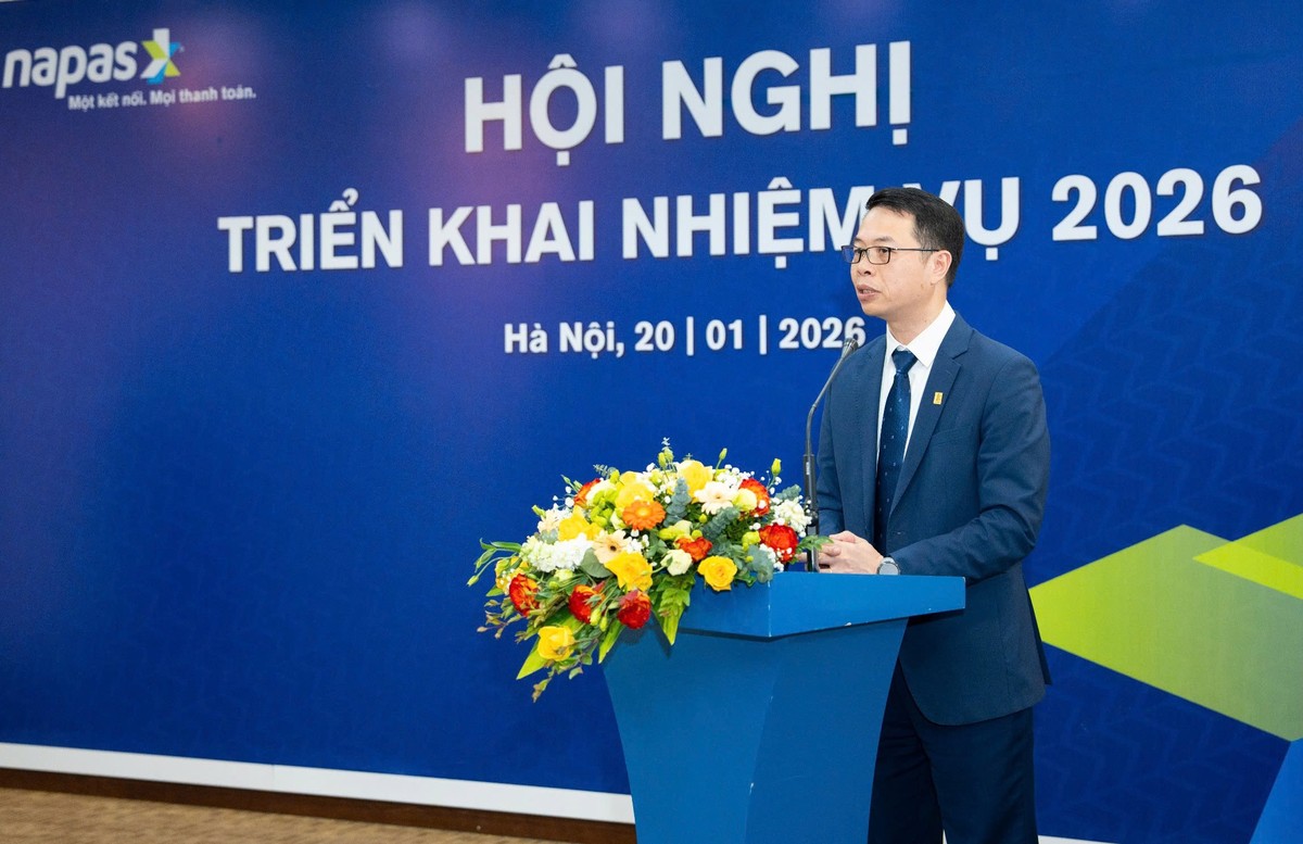 Ông Nguyễn Quang Hưng, Chủ tịch HĐQT NAPAS phát biểu tại Hội nghị