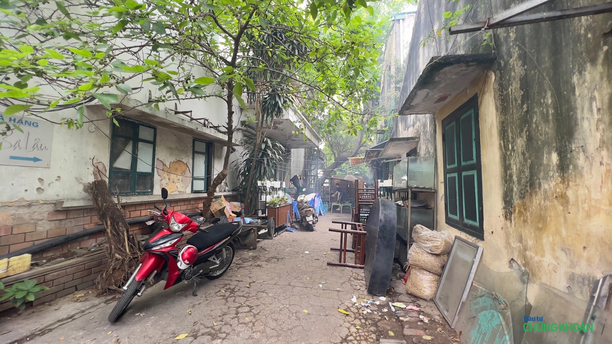 Tại một góc khác trong khuôn viên Hãng phim, nhiều bàn ghế cũ xếp ngổn ngang cùng phế liệu, mùi thức ăn bốc lên ngào ngạt từ một quán nướng đang hoạt động.
