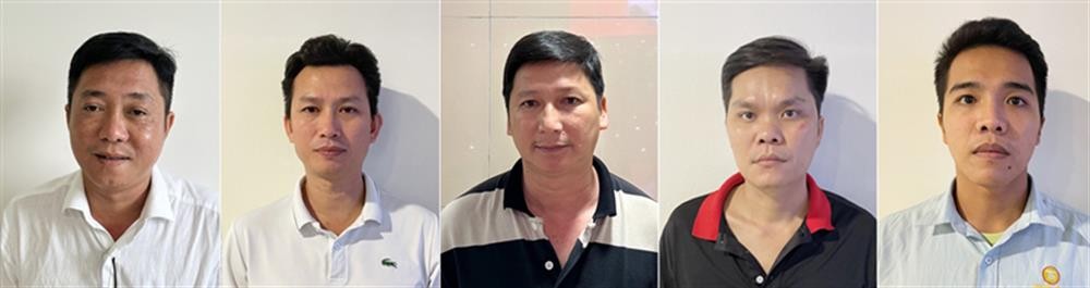 Các bị can (từ trái sang phải): Lê Trọng Hải; Trần Anh Tuấn; Nguyễn Minh Thơi; Nguyễn Văn Tuấn; Nguyễn Đình Nhân.