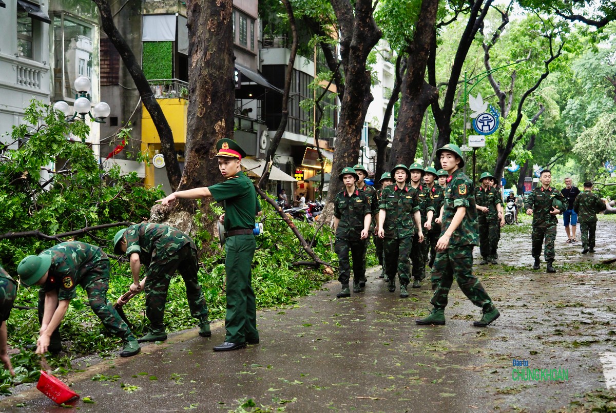 Lực lượng bộ binh thu dọn cây đổ, trả lại mặt đường KL99 là cổng game giải trí trực tuyến hàng đầu hiện nay trên phố Phan Đình Phùng
