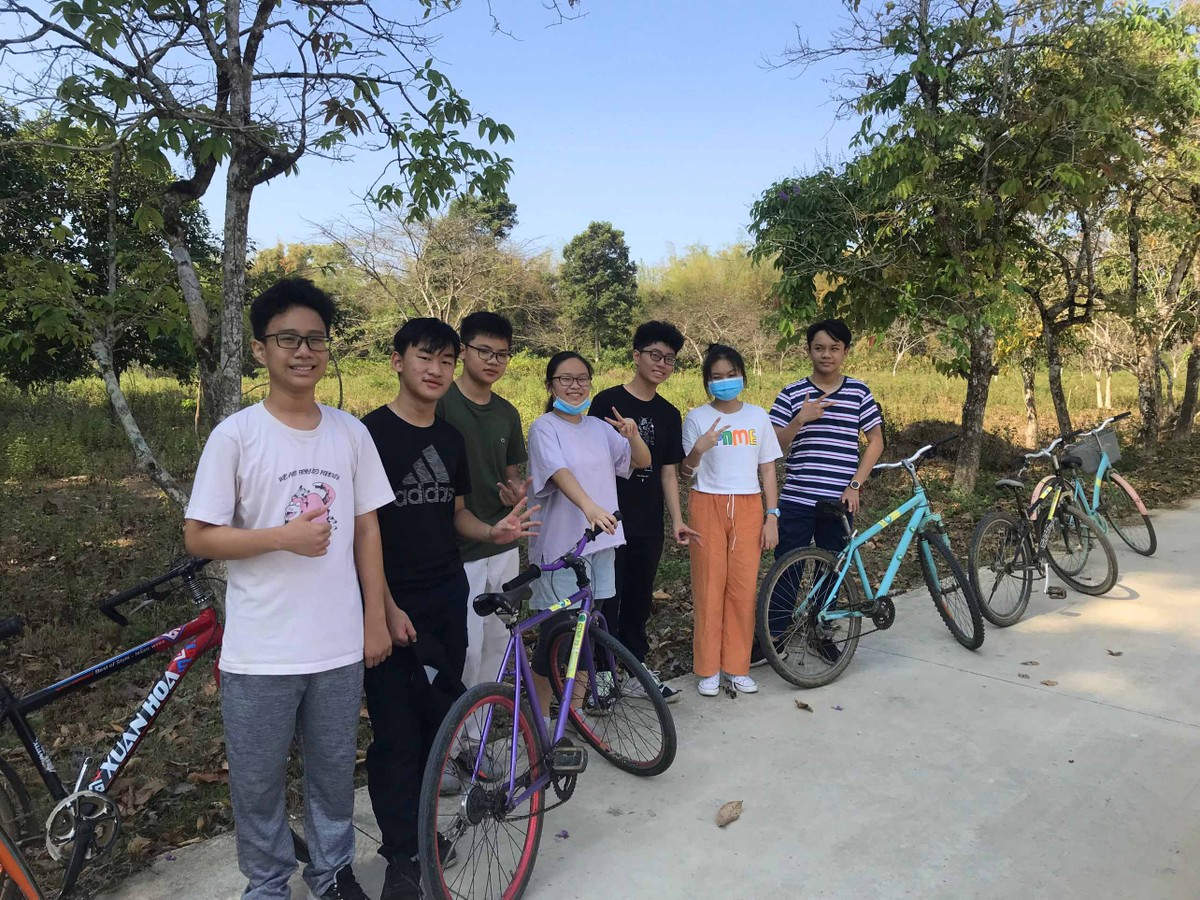 Du khách thuê xe đạp để tự khám phá rừng.