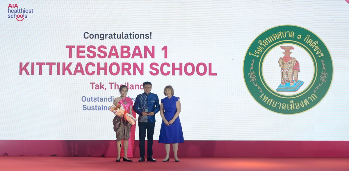 Giải Sức khỏe &amp; Phát triển bền vững – Trường Tessaban 1 Kittikachorn, Thái Lan. Nhà trường đã chủ động giải quyết vấn đề ô nhiễm không khí bằng cách sáng tạo ra các sản phẩm phân hủy sinh học từ lá cây rụng. Sáng kiến này không chỉ cải thiện chế độ dinh dưỡng và thể lực của học sinh mà còn giúp giảm ô nhiễm đáng kể tại địa phương.