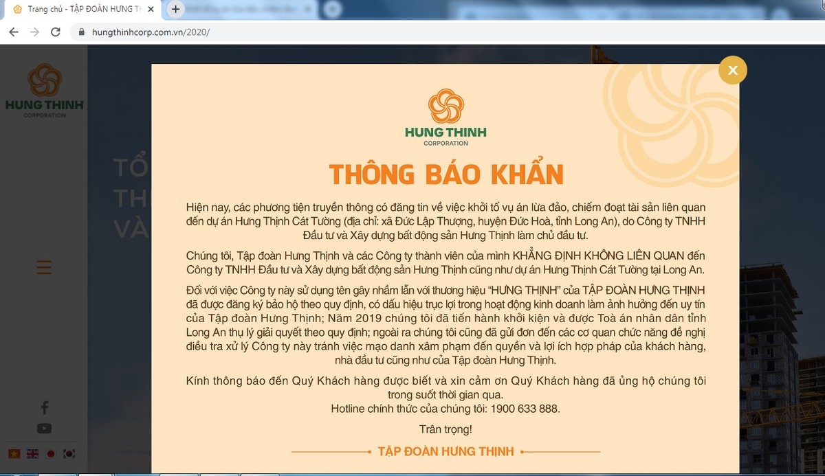 Thông báo khẳng định thông tin được Kl994 game bài casino hấp dẫn Hưng Thịnh đăng tải trên Website chính thức của công ty