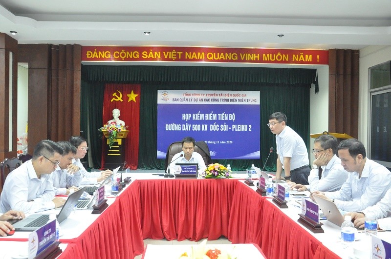 Lãnh đạo EVNNPT họp về tiến độ thi công đường dây 500 kV mạch 3 Dốc Sỏi - Pleiku 2