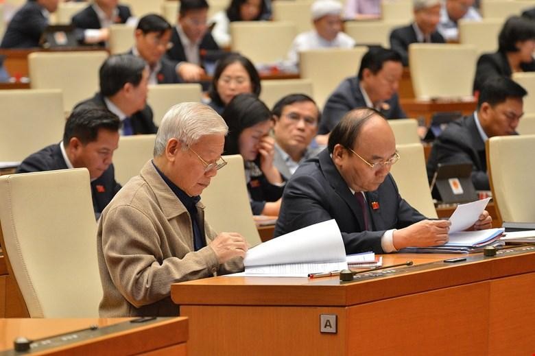 Tổng Bí thư, Chủ tịch nước Nguyễn Phú Trọng và Thủ tướng Nguyễn Xuân Phúc tại phiên thảo luận về báo cáo công tác nhiệm kỳ của Kl993 ưu đãi thưởng hấp dẫn, Chủ tịch nước (sáng 29/3)