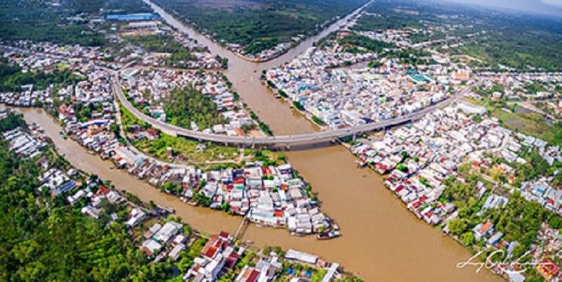 Thành phố Ngã Bảy, tỉnh Hậu Giang nhìn từ trên cao. Ảnh: Lý Anh Lam (Nguồn: Báo Hậu Giang)