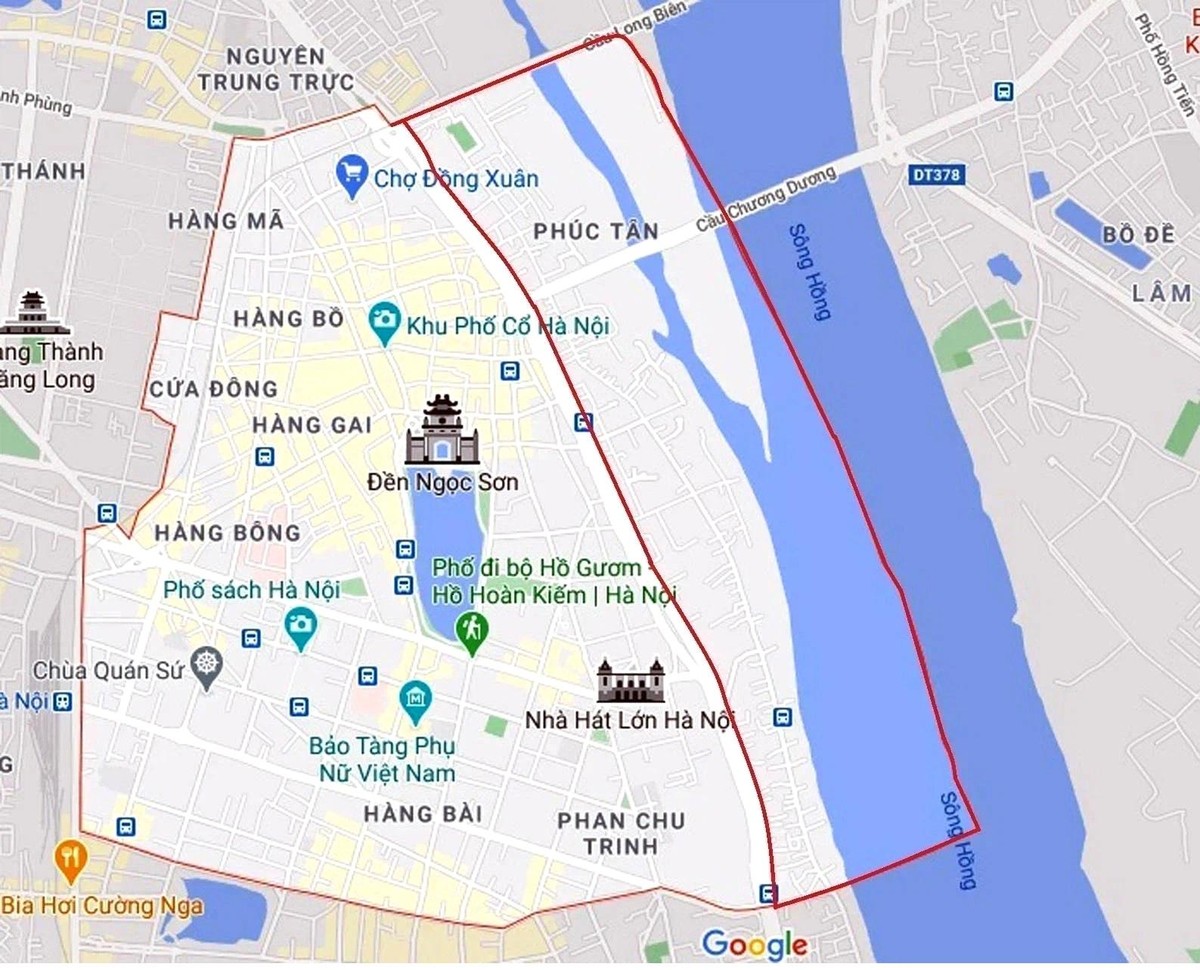 Phân khu đô thị sông Hồng sắp phê duyệt đi qua địa bàn quận Hoàn Kiếm có diện tích khoảng hơn 1.760.216 m2 (tính cả mặt nước sông Hồng)