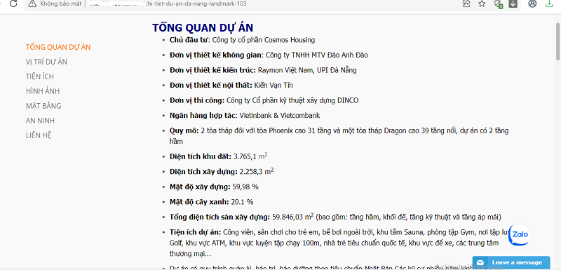 Dù "hình hài" vẫn còn nằm trên giấy, nhưng dự án Landmark Tower Đà Nẵng vẫn được rầm rộ quảng cáo. Ảnh: P.V chụp lại