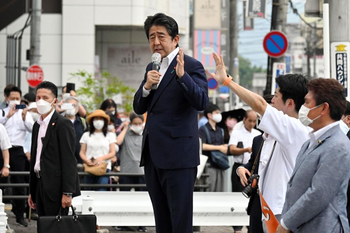 Cựu Thủ tướng Abe phát biểu ở Nara, Nhật Bản trước khi bị ám sát ngày 8/7./.