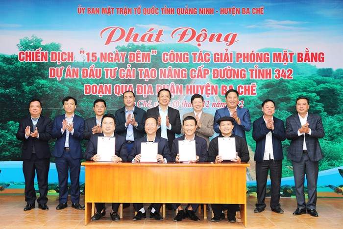 Ủy ban MTTQ tỉnh Quảng Ninh phối hợp với huyện Ba Chẽ phát động “Chiến dịch 15 ngày đêm” hoàn thành giải phóng mặt bằng.