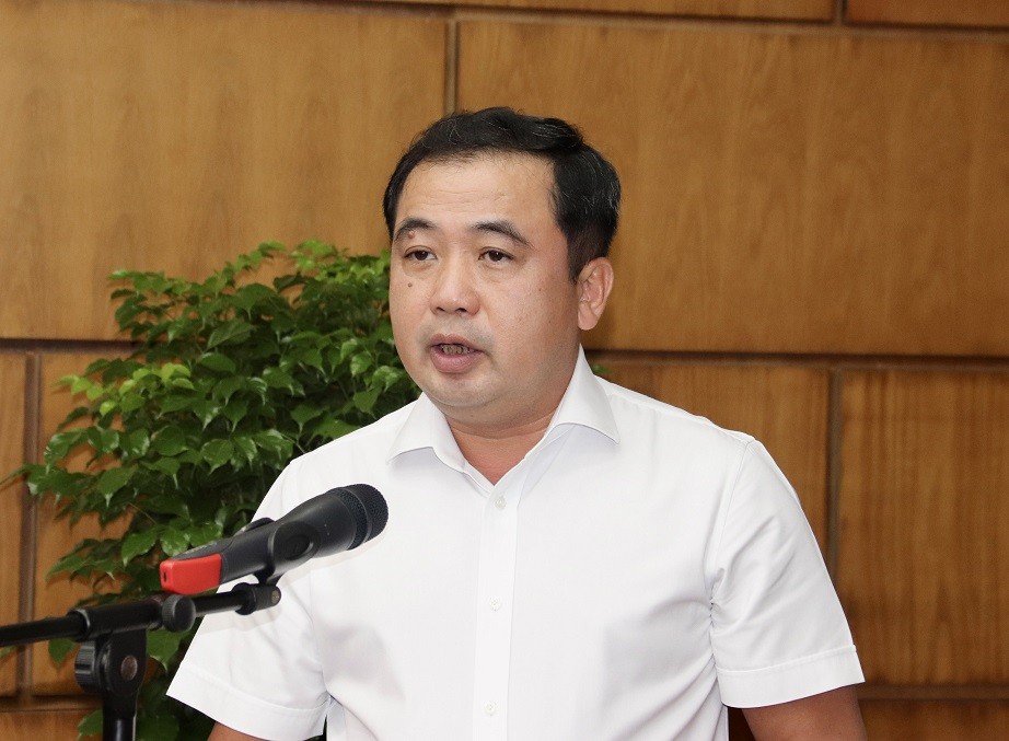 Ông Trần Đức Thắng, Bí thư Tỉnh uỷ Hải Dương phát biểu tại hội nghị. Ảnh: NM