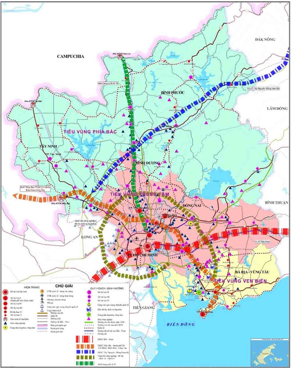Không gian phát triển vùng Đông Nam Bộ (Nguồn: Viện Chiến lược phát triển)