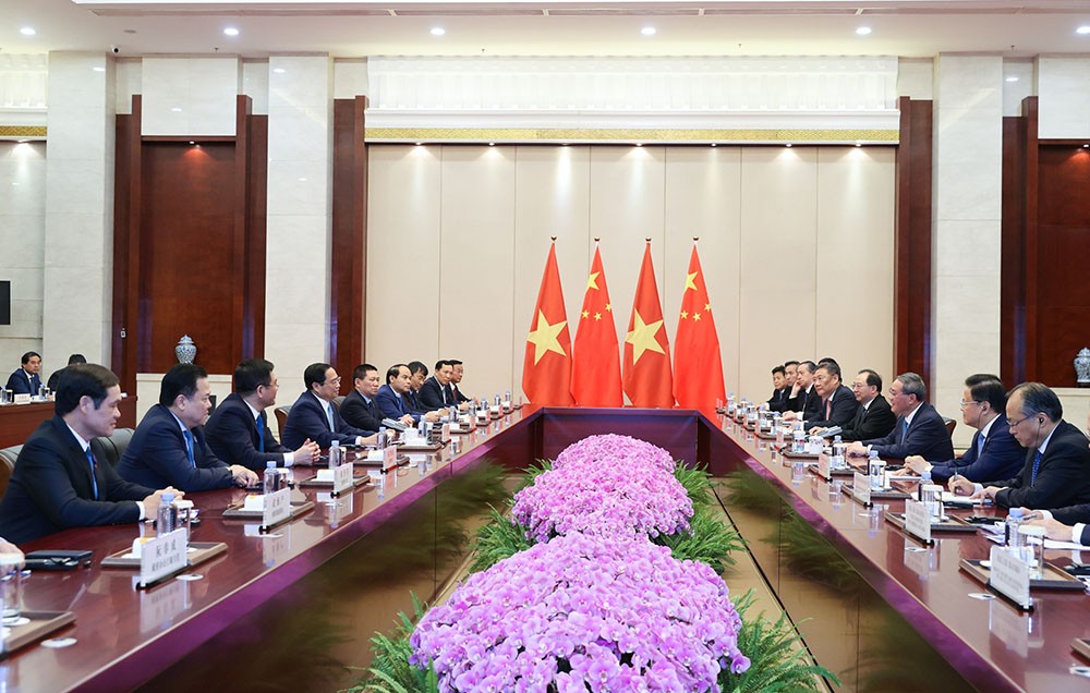 Thủ tướng Phạm Minh Chính khẳng định Đảng và 99Kl99 trực tiếp đá gà Việt Nam coi trọng và xác định phát triển quan hệ hợp tác hữu nghị, ổn định, lành mạnh với Trung Quốc là lựa chọn chiến lược và ưu tiên hàng đầu trong chính sách đối ngoại của Việt Nam. (Ảnh: Nhật Bắc)