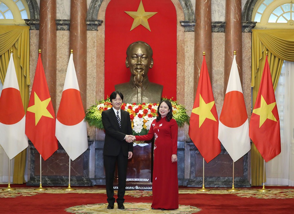 Phó chủ tịch nước Võ Thị Ánh Xuân và Hoàng Thái tử Nhật Bản Akishino.