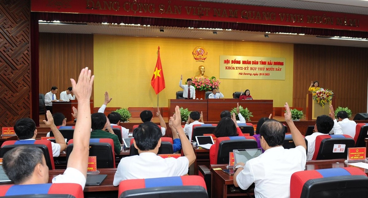 Các đại biểu biểu quyết thông qua Nghị quyết của Kỳ họp.