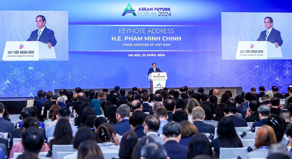 Thủ tướng Phạm Minh Chính phát biểu khai mạc Diễn đàn Tương lai ASEAN. (Ảnh: Đức Thanh)