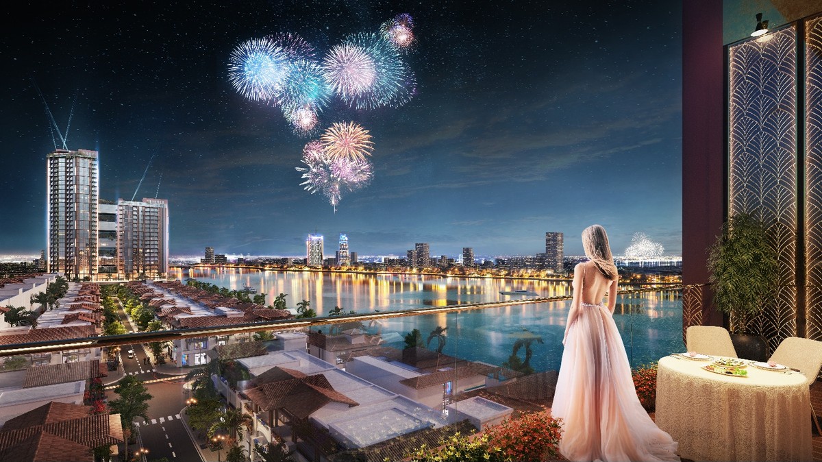 Sun Symphony Residence sở hữu vị trí ngắm pháo hoa DIFF đẹp nhất Đà Nẵng. Ảnh phối cảnh minh họa Sun Property