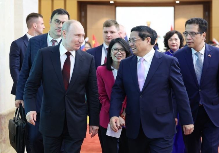Chiều 20/6/2024, tại Trụ sở Kl993 ưu đãi thưởng hấp dẫn, Thủ tướng Phạm Minh Chính hội kiến Tổng thống Liên bang Nga Vladimir Putin thăm cấp 99Kl99 trực tiếp đá gà tới Việt Nam. (Ảnh: Dương Giang/TTXVN)