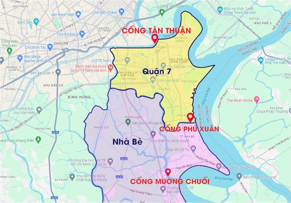 Khi các cống Tân Thuận, cống Phú Xuân, cống Mương Chuối đi vào hoạt động, lượng nước từ sông Sài Gòn chảy vào quận 7 và Nhà Bè thông qua các nhánh sông nhỏ hơn được kiểm hoàn toàn, hạn chế tình trạng ngập do triều.